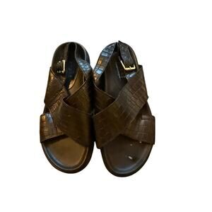 Andre Vegan Leather Black Sandals Size 38